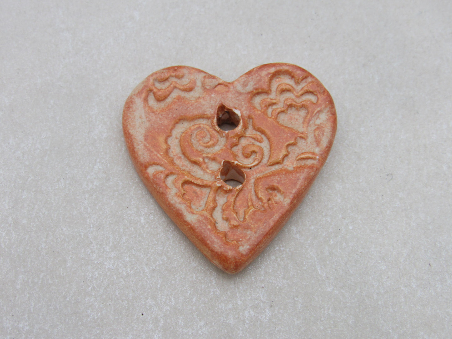 Medium Brocade Texture Heart Shaped Ceramic Button