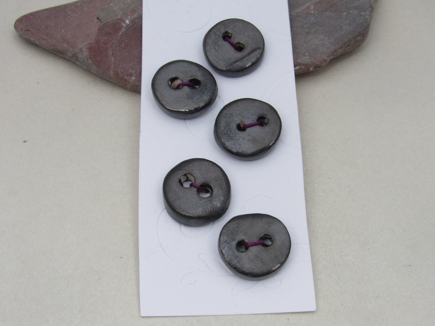 5 Small Round Ceramic Buttons