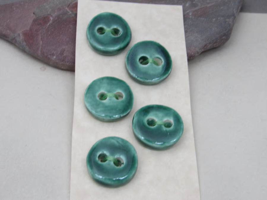 5 Small Round Ceramic Buttons