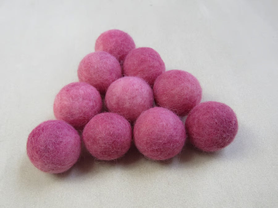 Small Natural Dye Felted Wool Balls