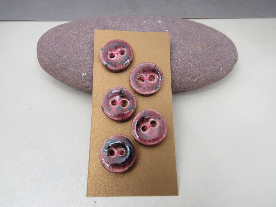 5 Small Round Ceramic Buttons
