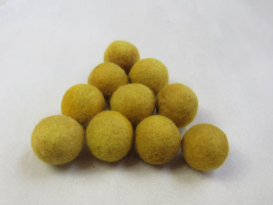 Small Natural Dye Felted Wool Balls