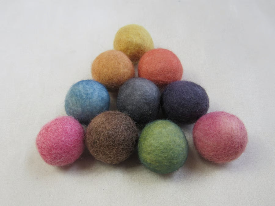 Small Natural Dye Felted Wool Balls