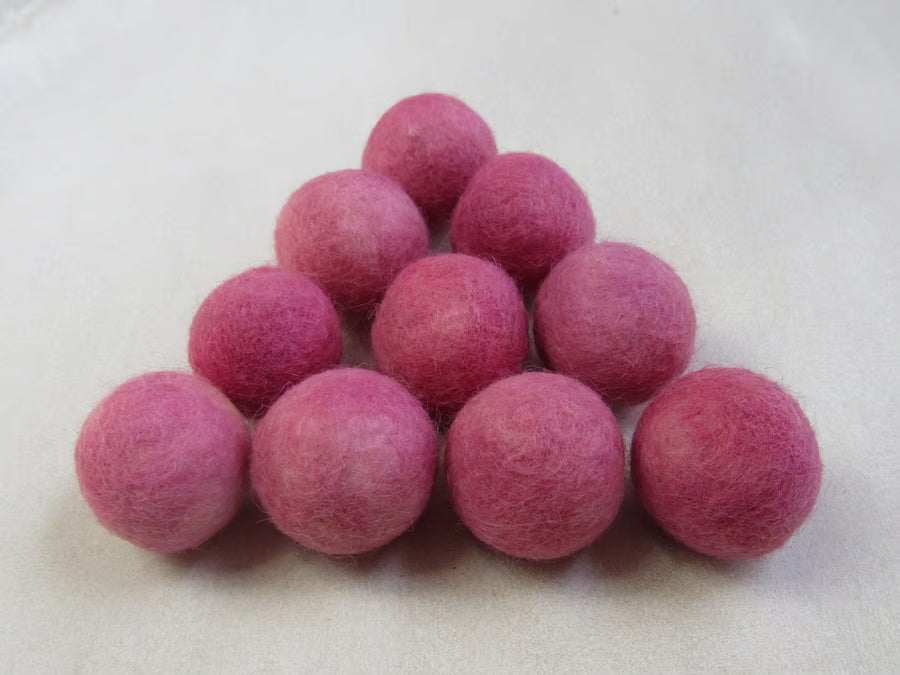 Small Natural Dye Felted Wool Balls