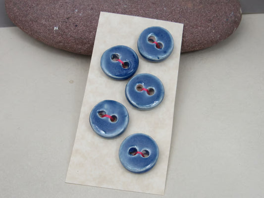 5 Small Round Ceramic Buttons