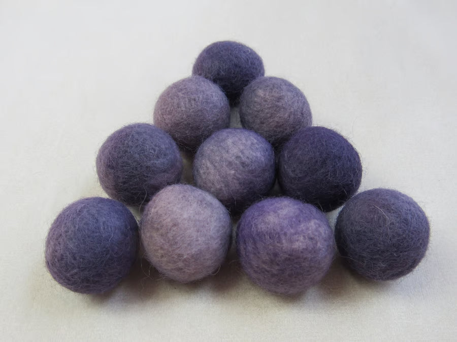 Small Natural Dye Felted Wool Balls