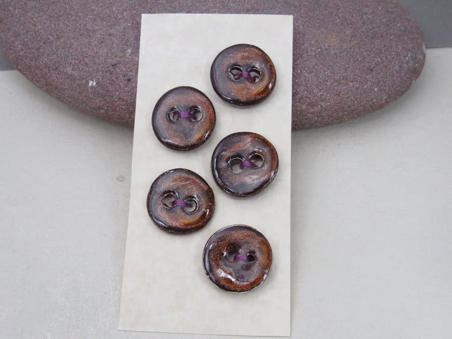 5 Small Round Ceramic Buttons