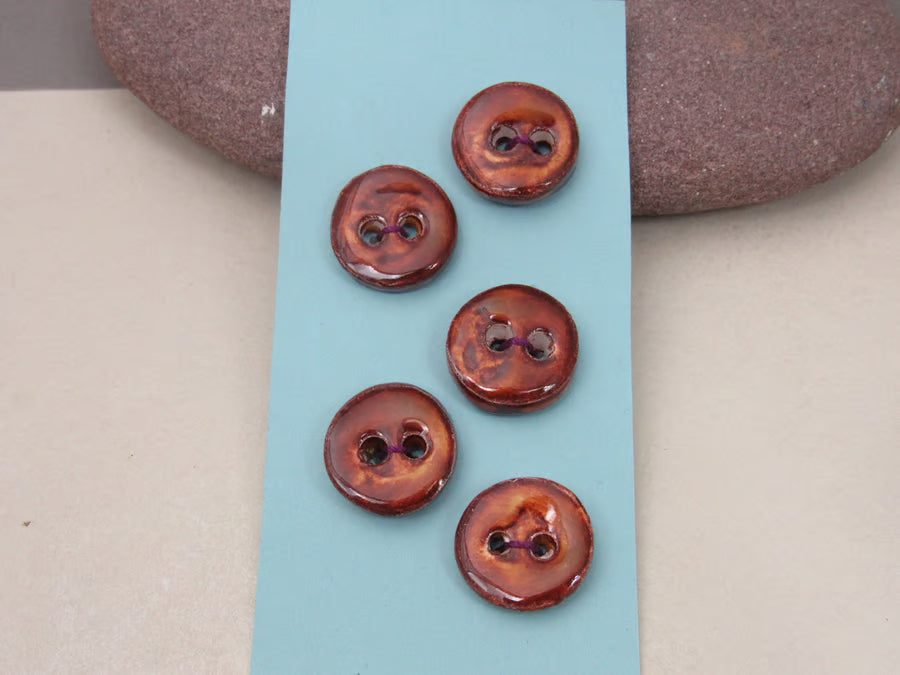 5 Small Round Ceramic Buttons