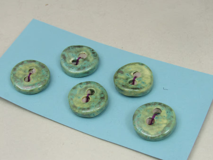 5 Small Round Ceramic Buttons