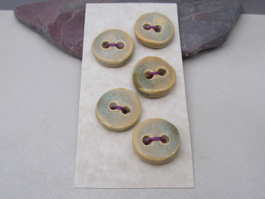5 Small Round Ceramic Buttons