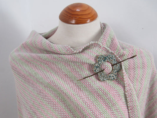 Large Grey Pink Cotton Handwoven Wrap, Shawl