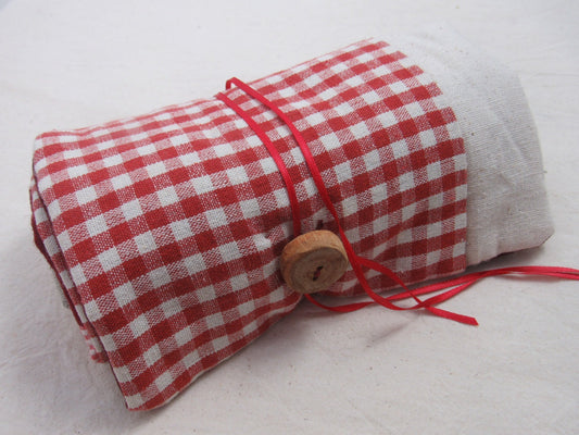 Red Gingham Handmade Sewing Roll