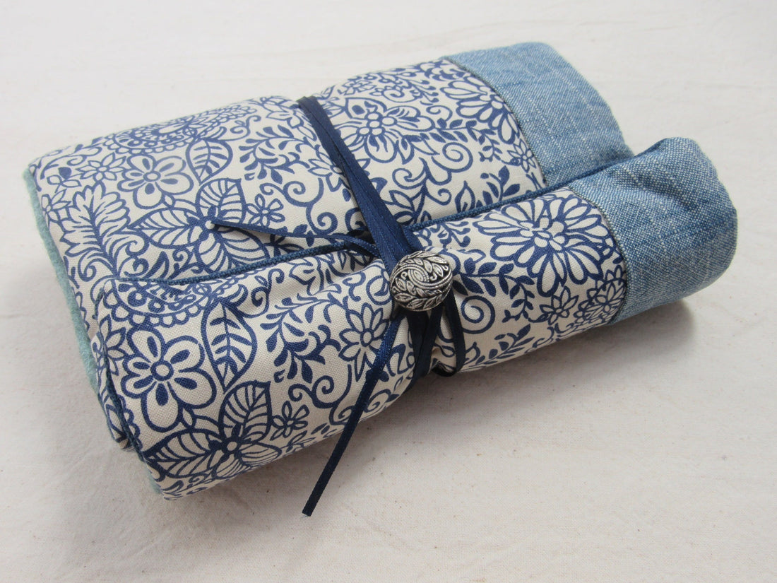 Blue and Light Grey Handmade Sewing Roll