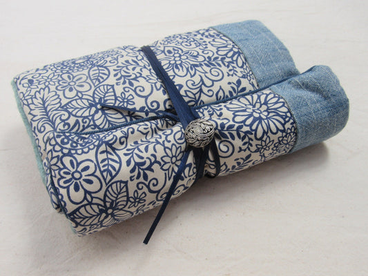 Blue and Light Grey Handmade Sewing Roll