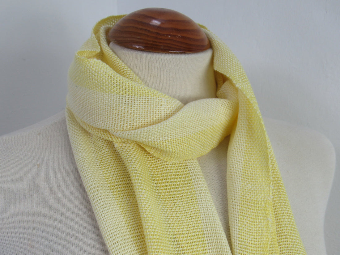 Handwoven Yellow and Cream Cotton Scarf