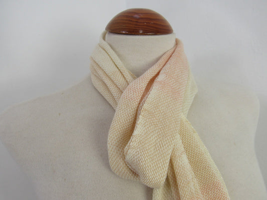 Handwoven Pink and Cream Cotton Scarf