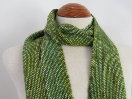 Green Shades Handwoven Scrap Scarf