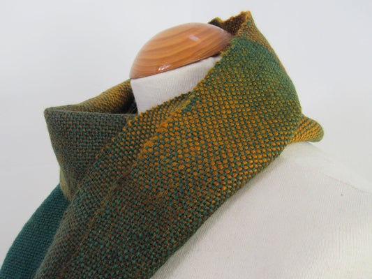 Green Gold Ombre Handwoven Scrap Scarf