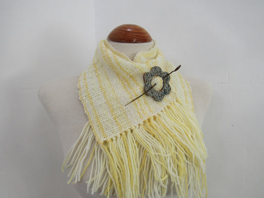 Handwoven Cream, Yellow Cowl