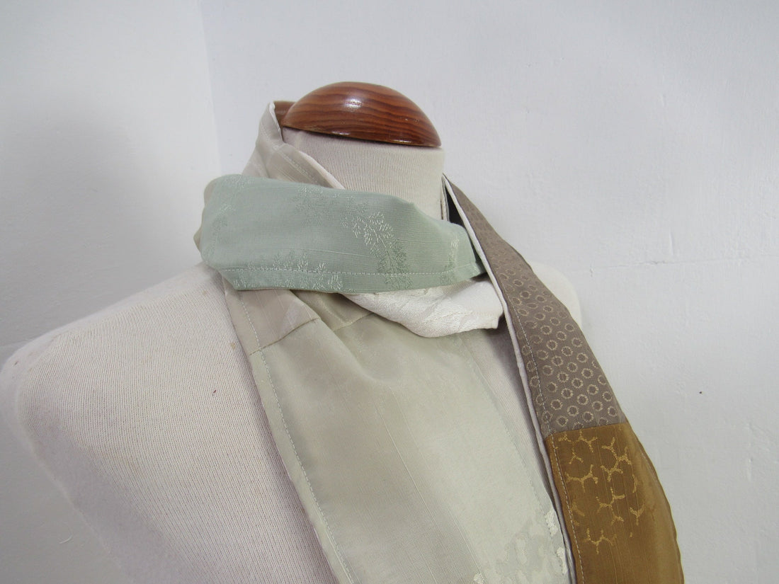 Earthtone Sateen Patchwork Scrap Scarf
