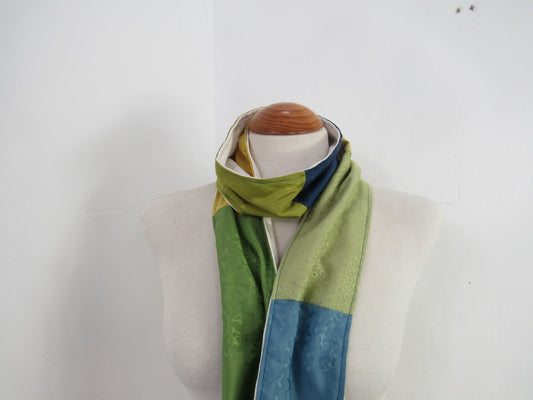 Blue Sateen Patchwork Scrap Scarf