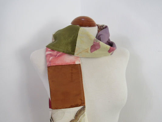 Plum Sateen Patchwork Scrap Scarf