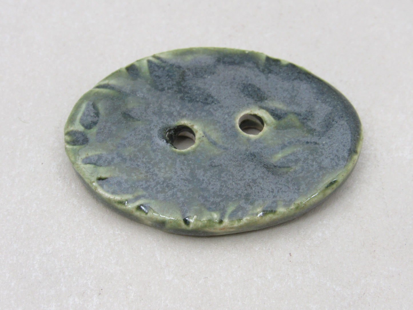 Large Sprig Pattern Oval Handmade Ceramic Button