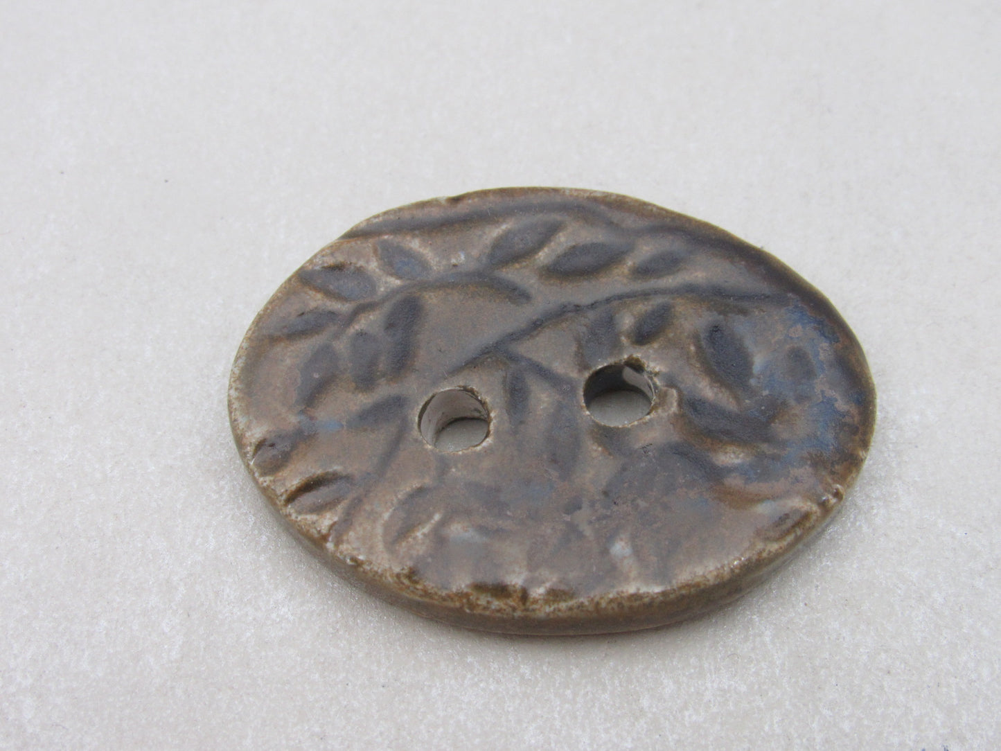 Large Sprig Pattern Oval Handmade Ceramic Button