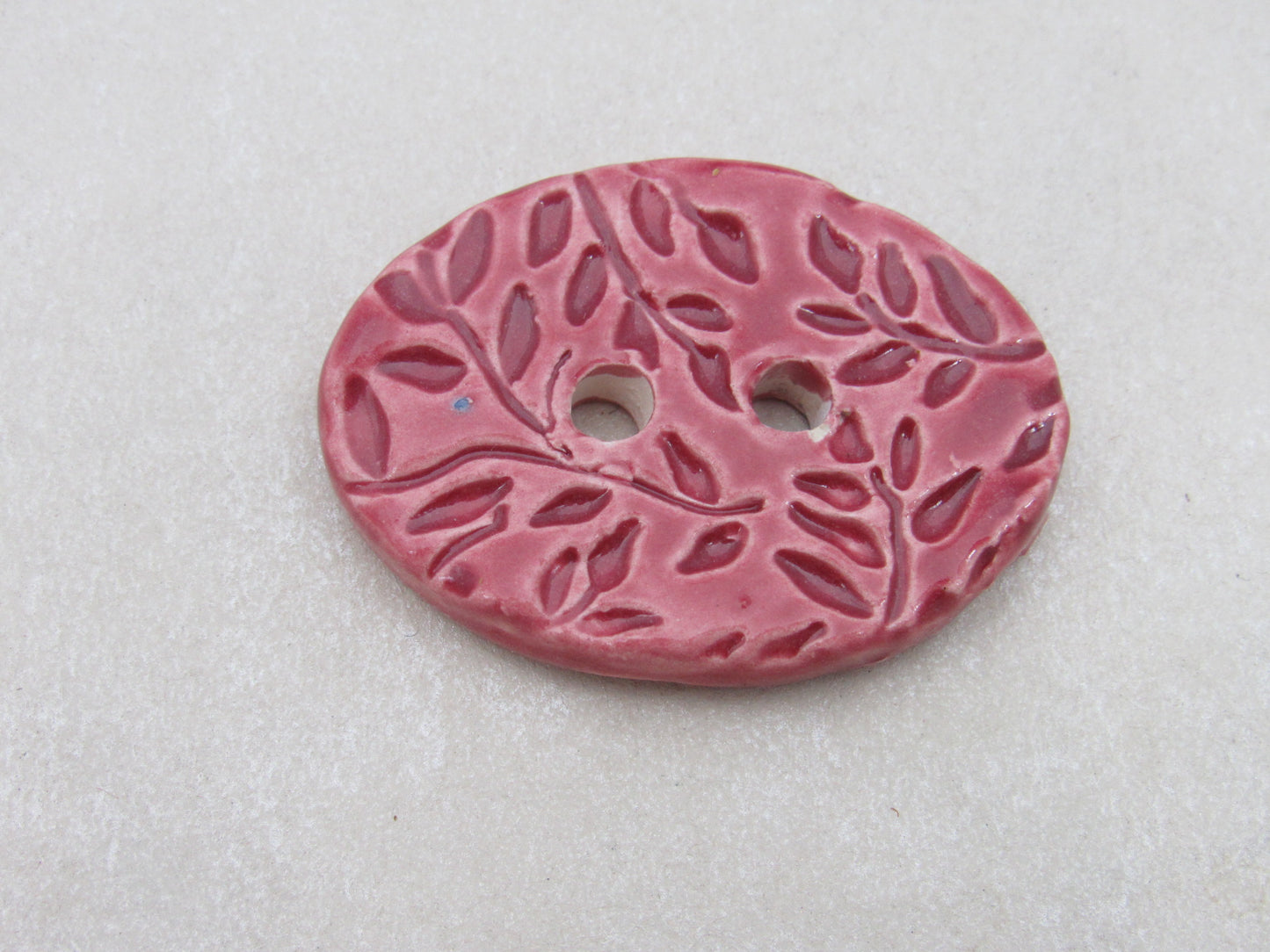Large Sprig Pattern Oval Handmade Ceramic Button
