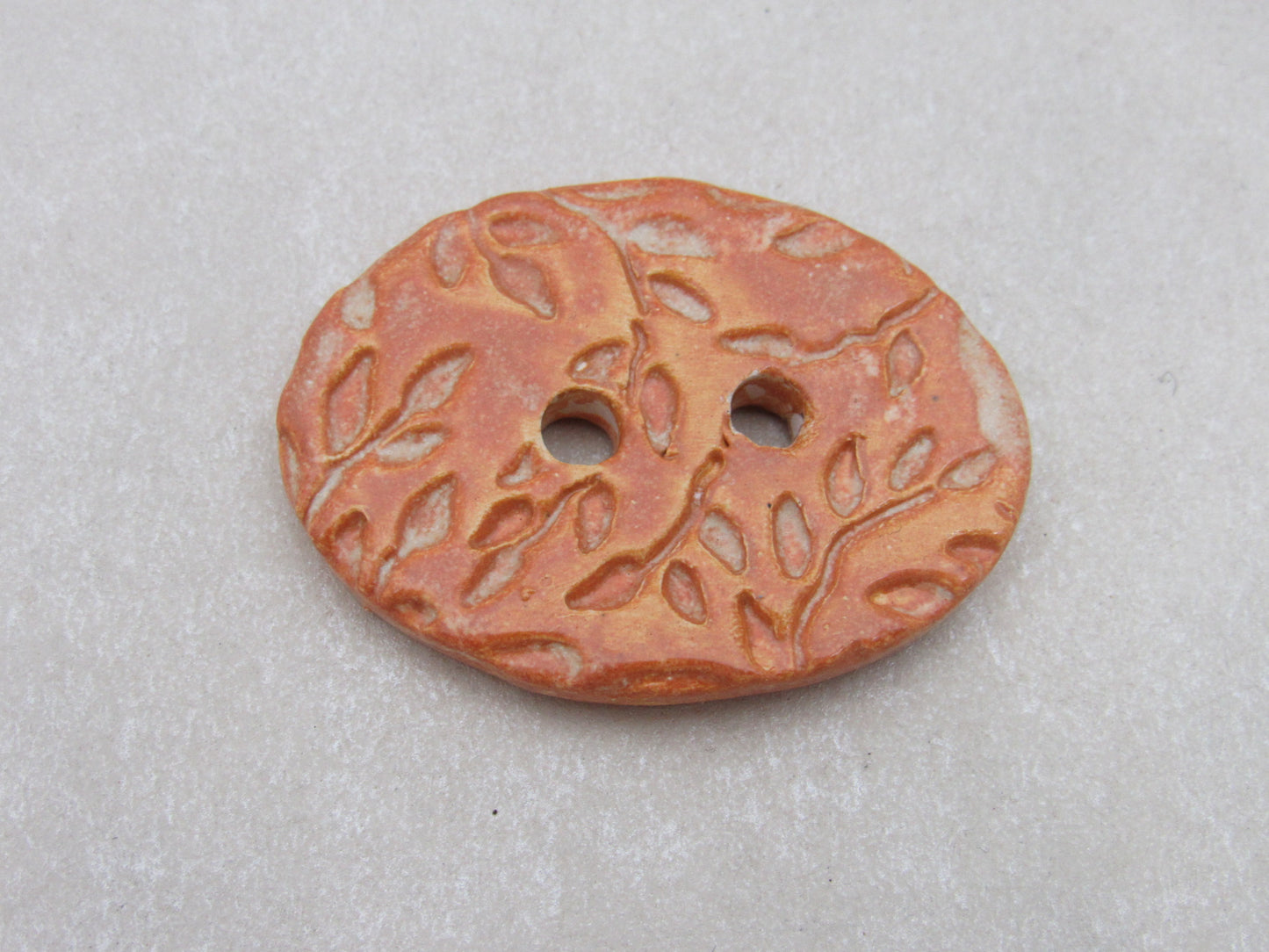 Large Sprig Pattern Oval Handmade Ceramic Button