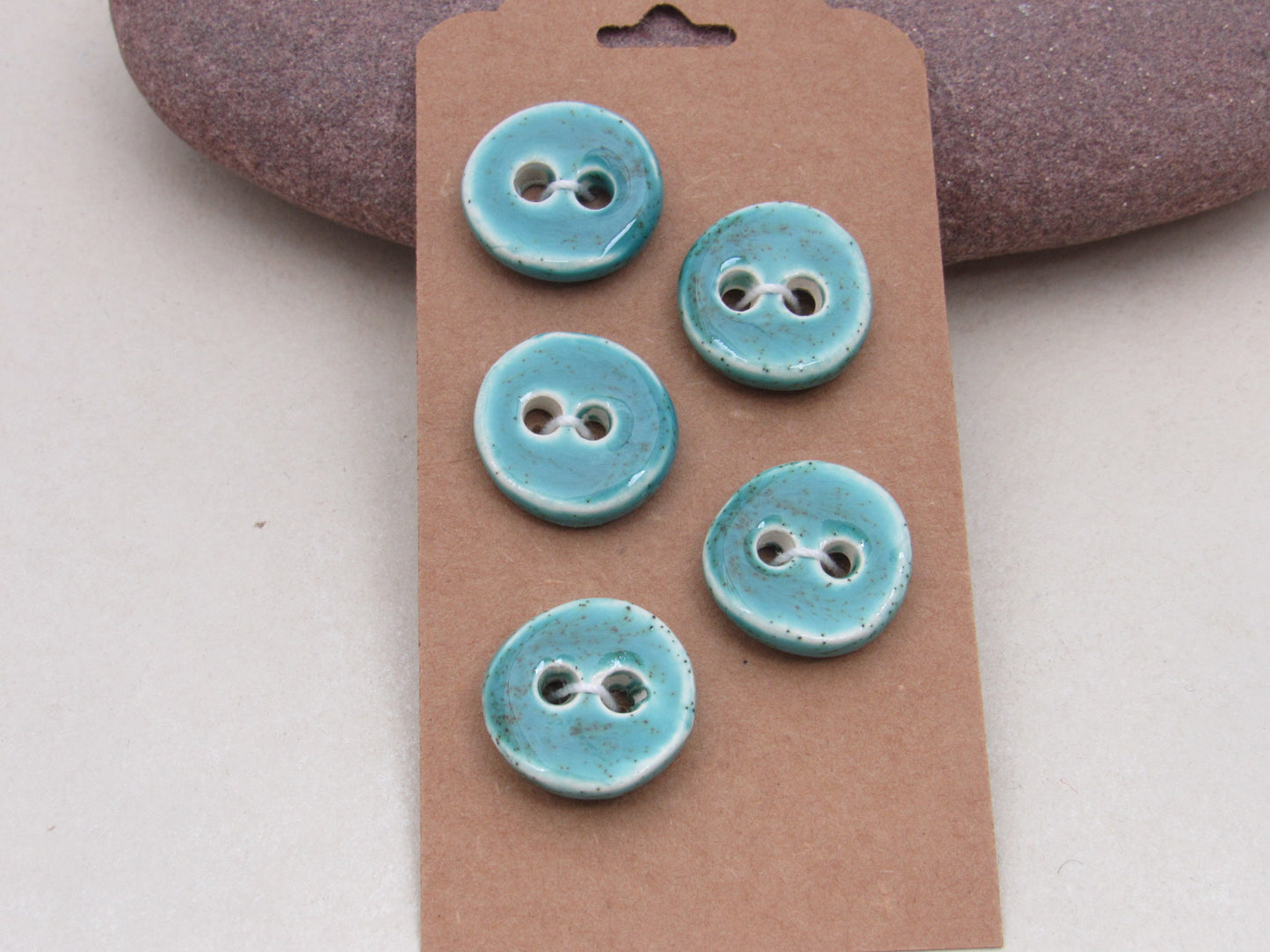 5 Small Round Ceramic Buttons