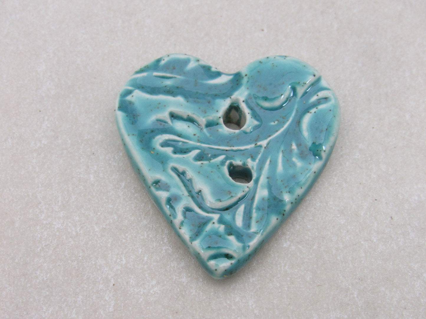 Medium Brocade Texture Heart Shaped Ceramic Button