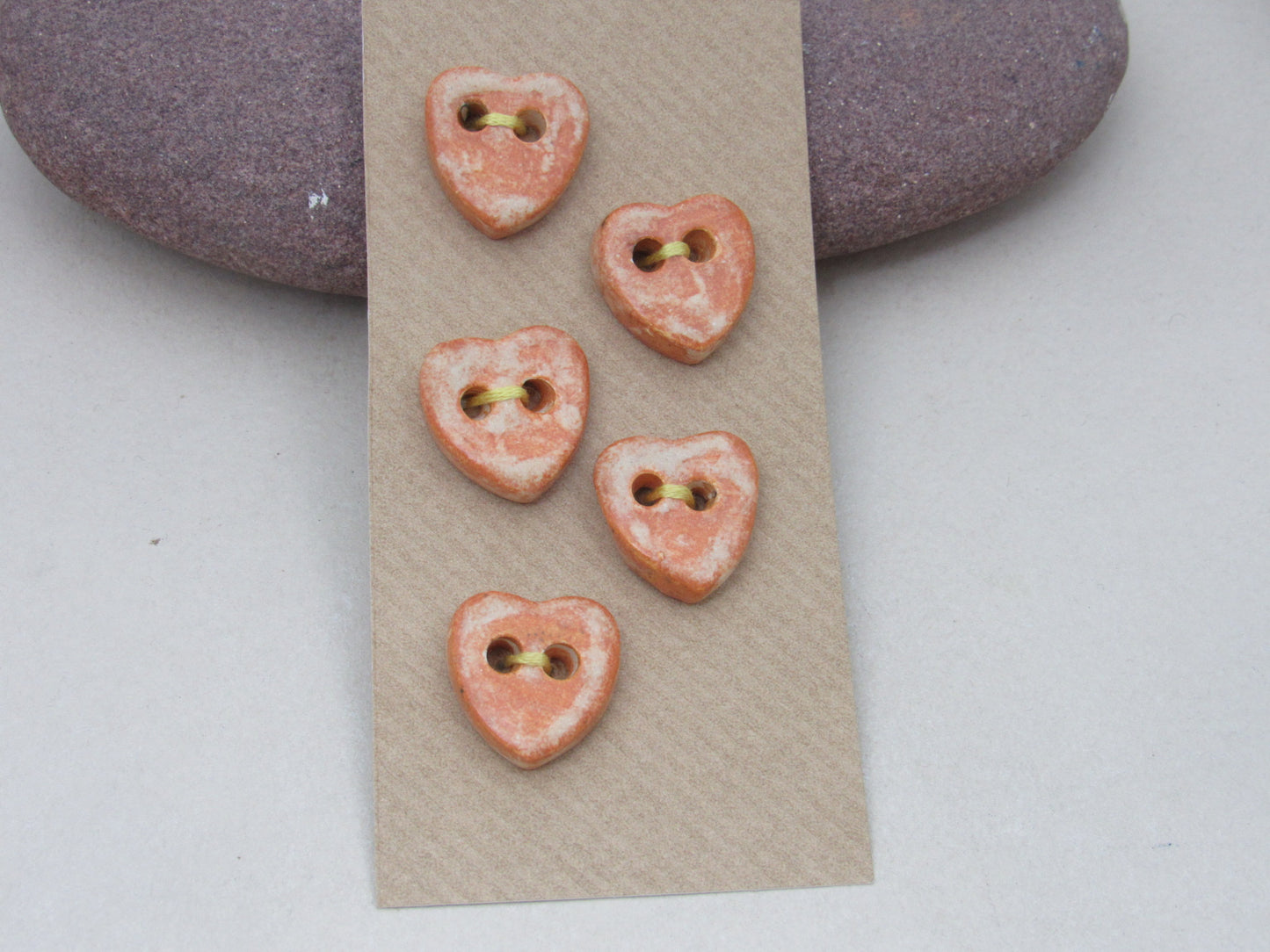 5 Small Heart Ceramic Buttons