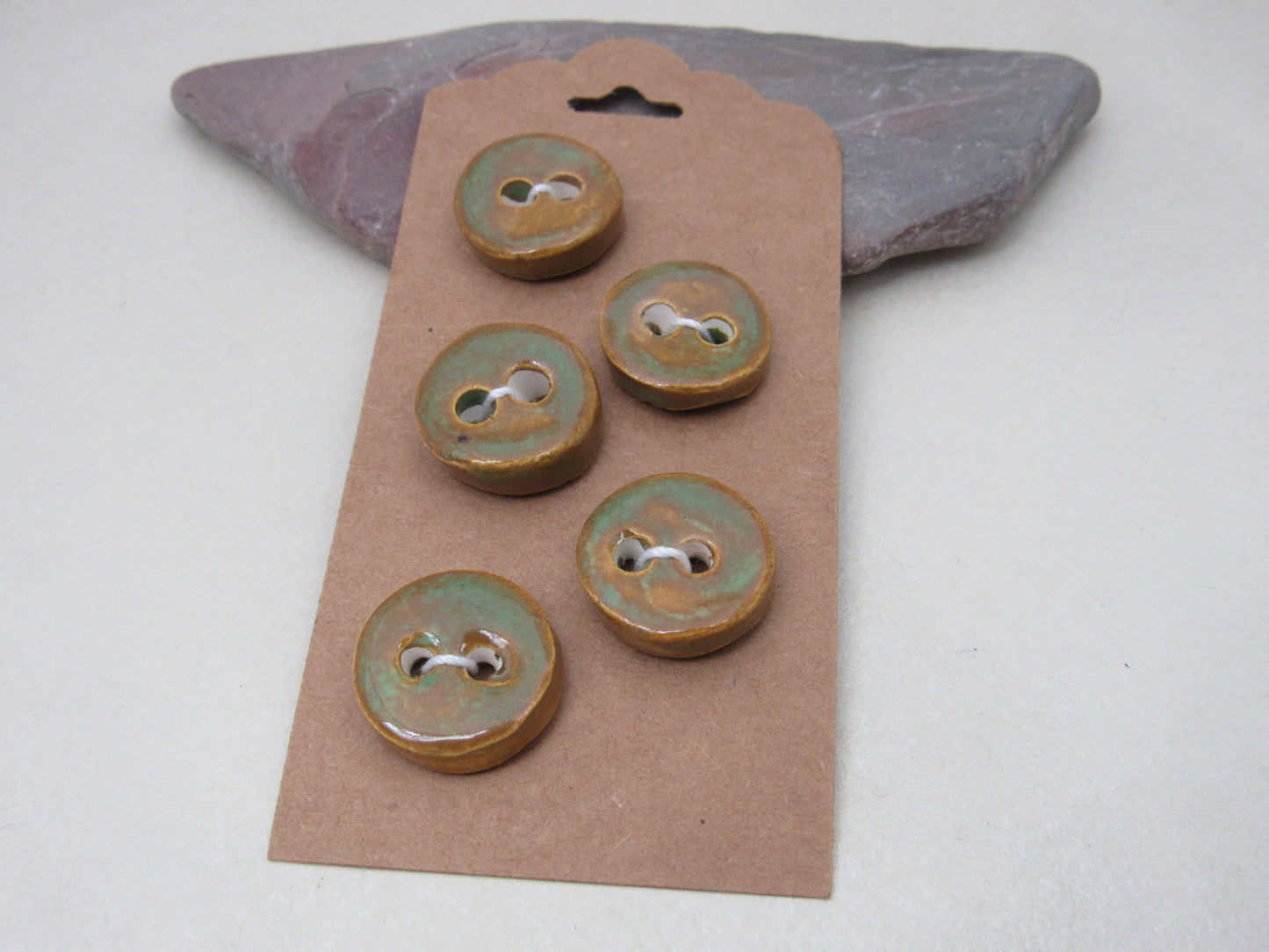 5 Small Round Ceramic Buttons