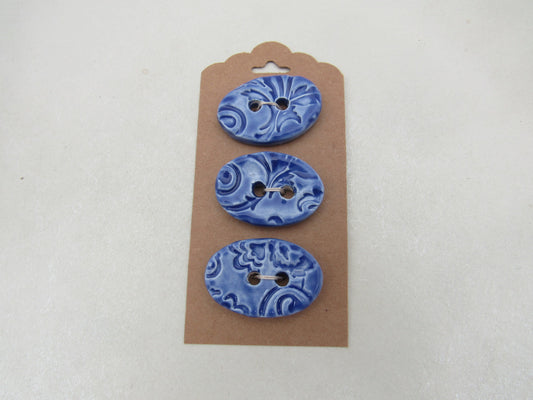 Wholesale Trio Medium Brocade Texture Oval Ceramic Buttons