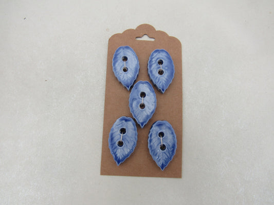 Wholesale 5 Small Leaf Shape Ceramic Buttons