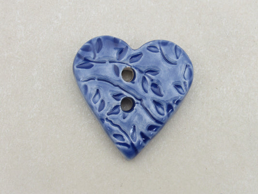 Wholesale Single Medium Sprig Texture Heart Shaped Ceramic Button