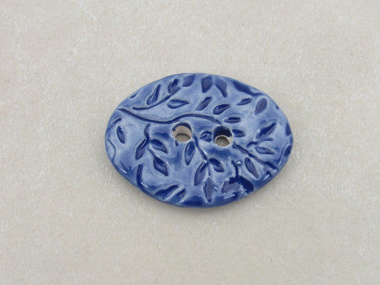 Wholesale Large Sprig Texture Oval Ceramic Button