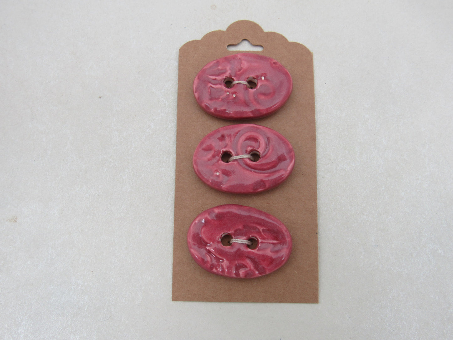 Wholesale Trio Medium Sprig Texture Oval Ceramic Buttons