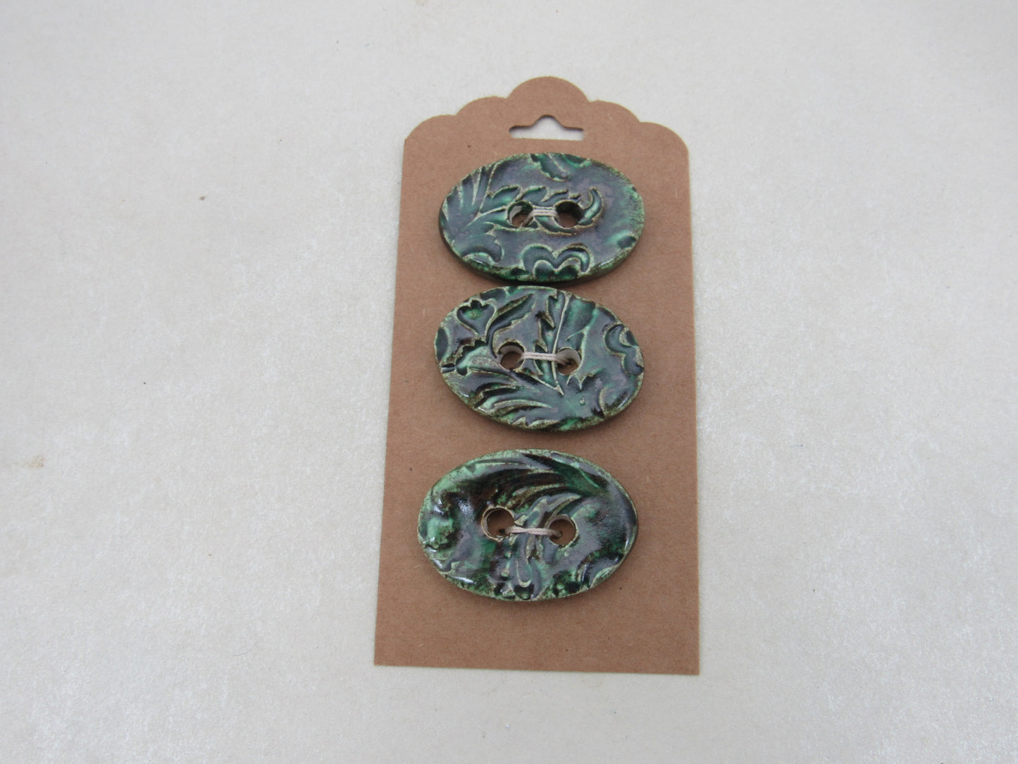 Wholesale Trio Medium Brocade Texture Oval Ceramic Buttons