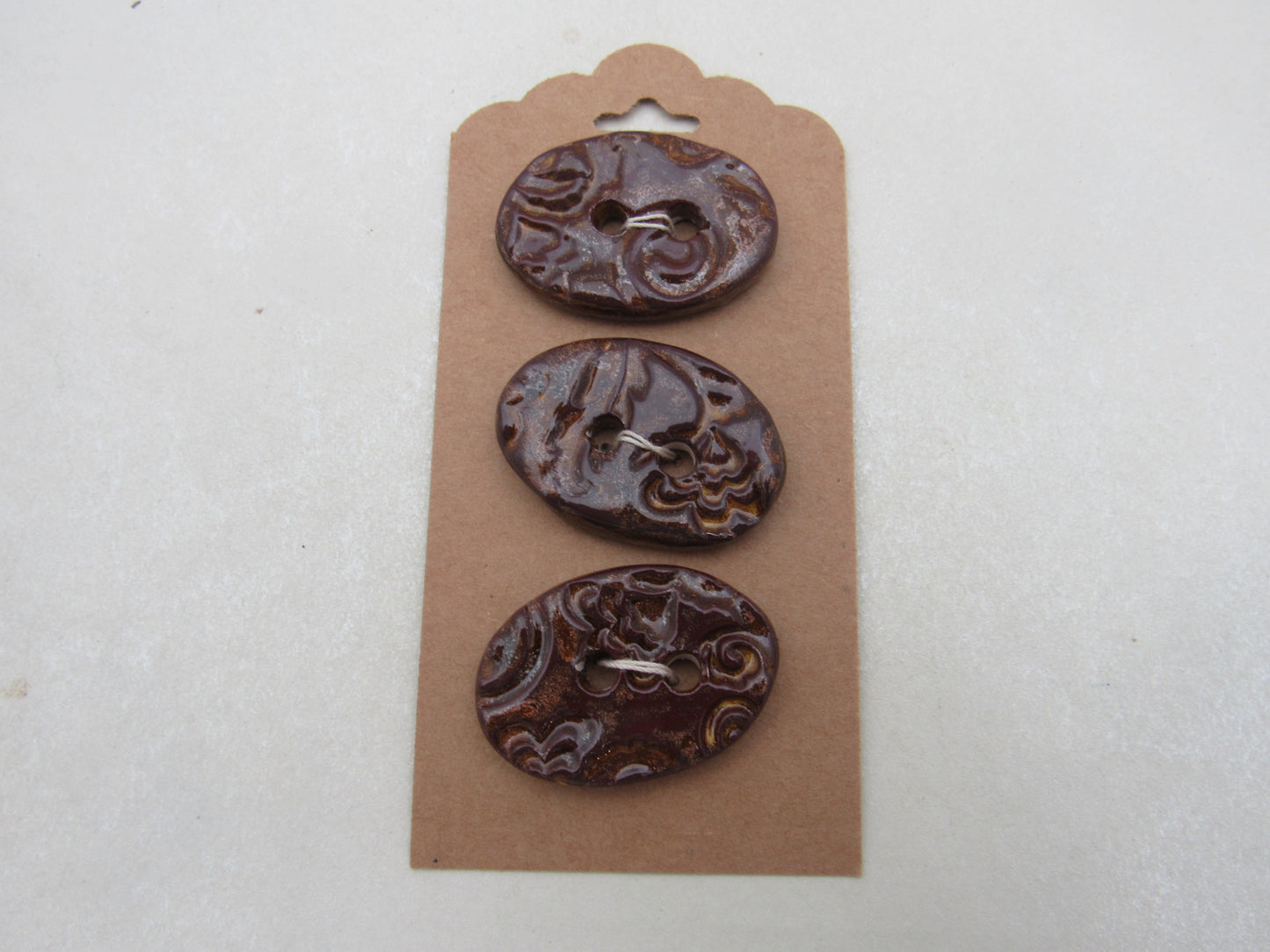 Wholesale Trio Medium Brocade Texture Oval Ceramic Buttons