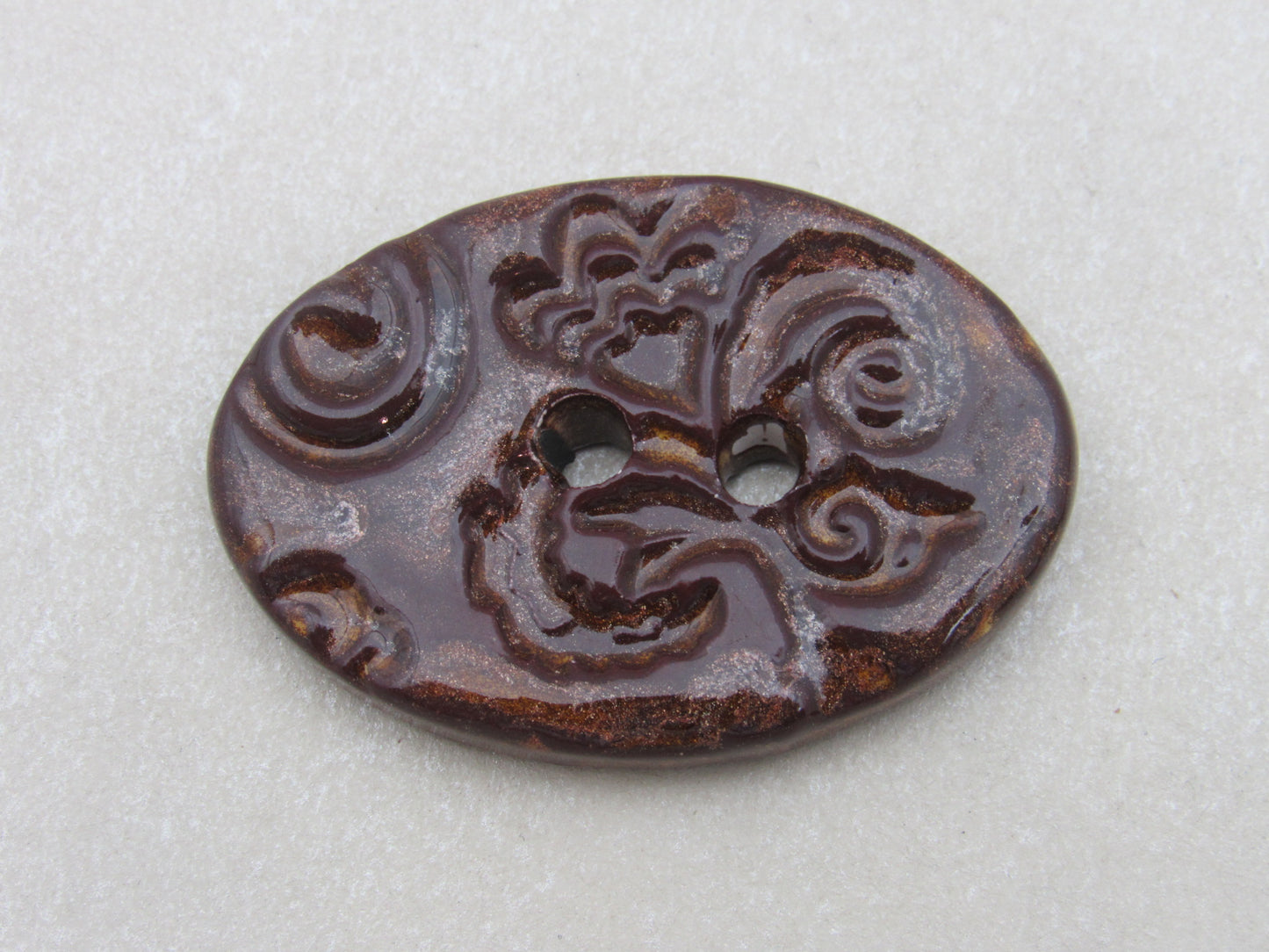 Wholesale Large Brocade Texture Oval Ceramic Button