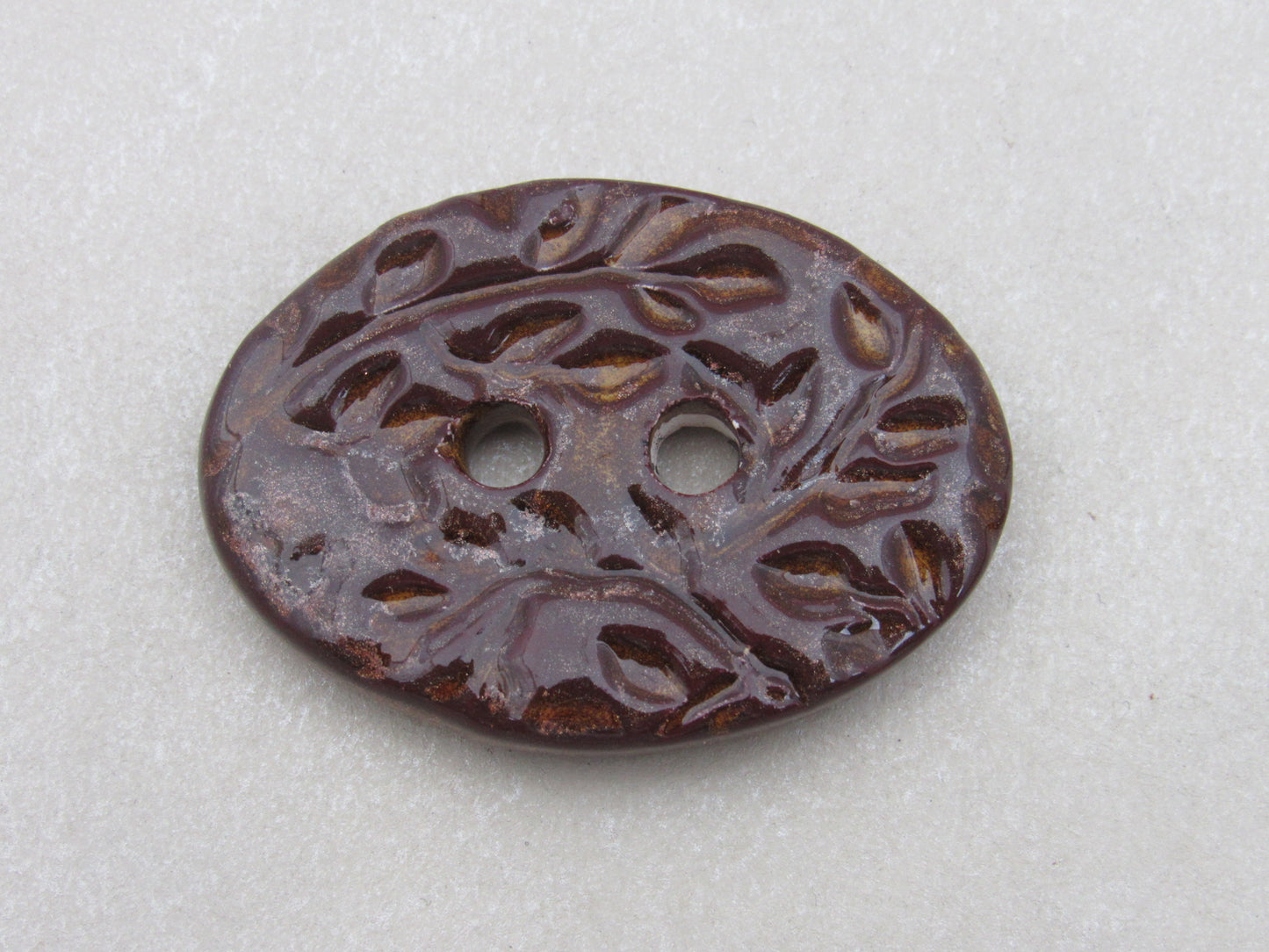 Wholesale Large Sprig Texture Oval Ceramic Button