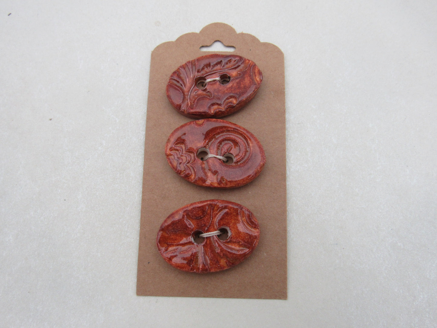 Wholesale Trio Medium Brocade Texture Oval Ceramic Buttons