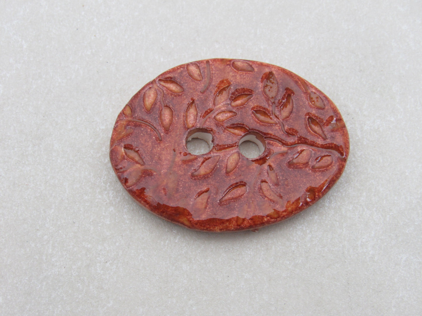 Wholesale Large Sprig Texture Oval Ceramic Button