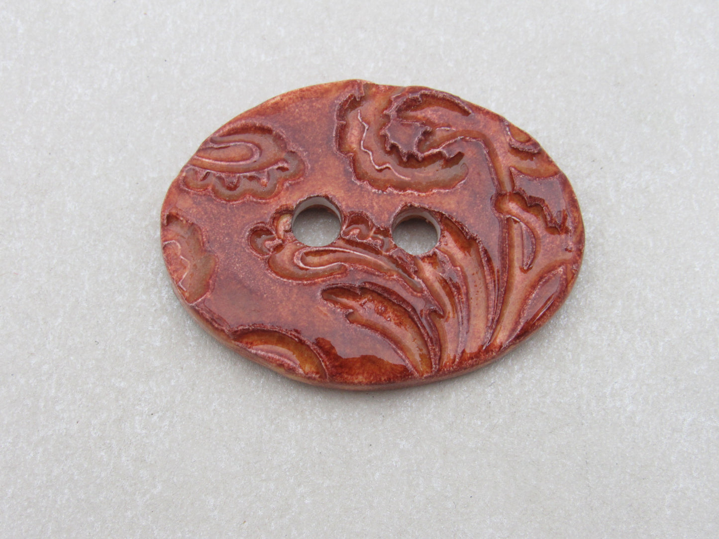 Wholesale Large Brocade Texture Oval Ceramic Button