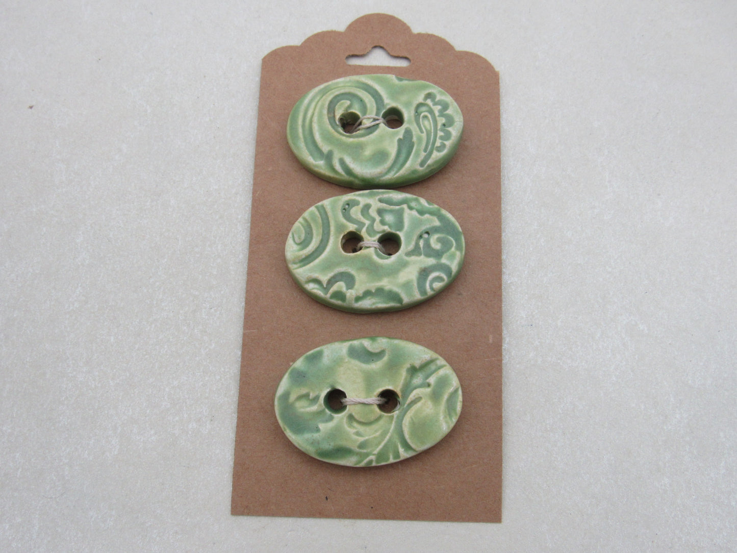 Wholesale Trio Medium Brocade Texture Oval Ceramic Buttons