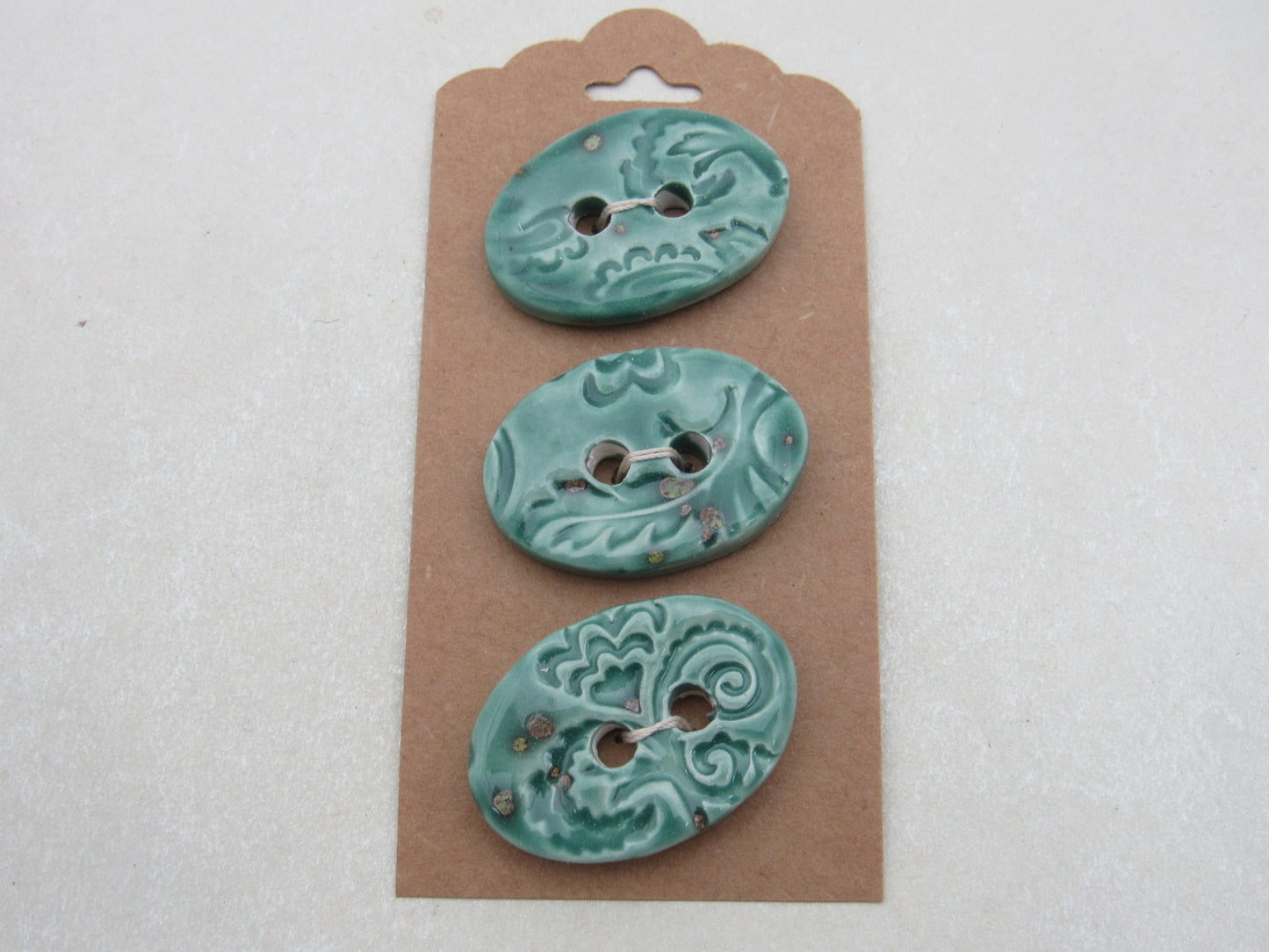 Wholesale Trio Medium Brocade Texture Oval Ceramic Buttons