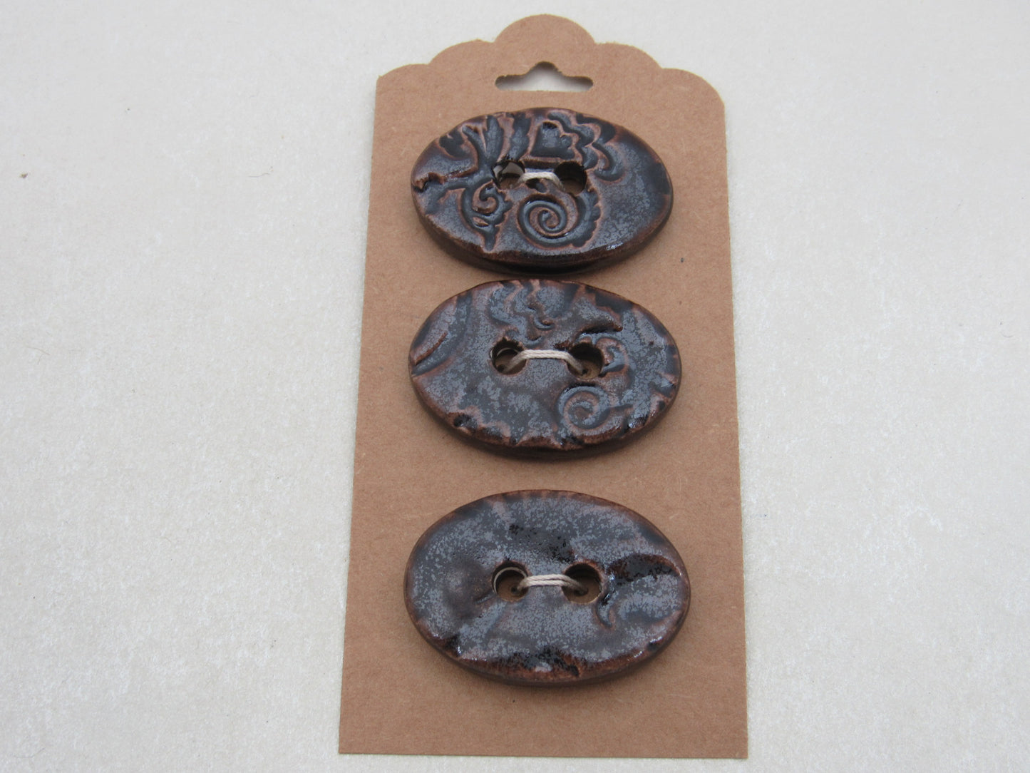 Wholesale Trio Medium Brocade Texture Oval Ceramic Buttons