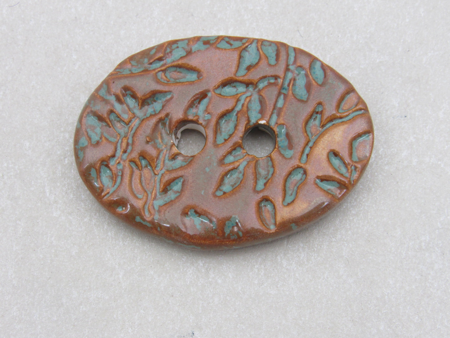 Wholesale Large Sprig Texture Oval Ceramic Button